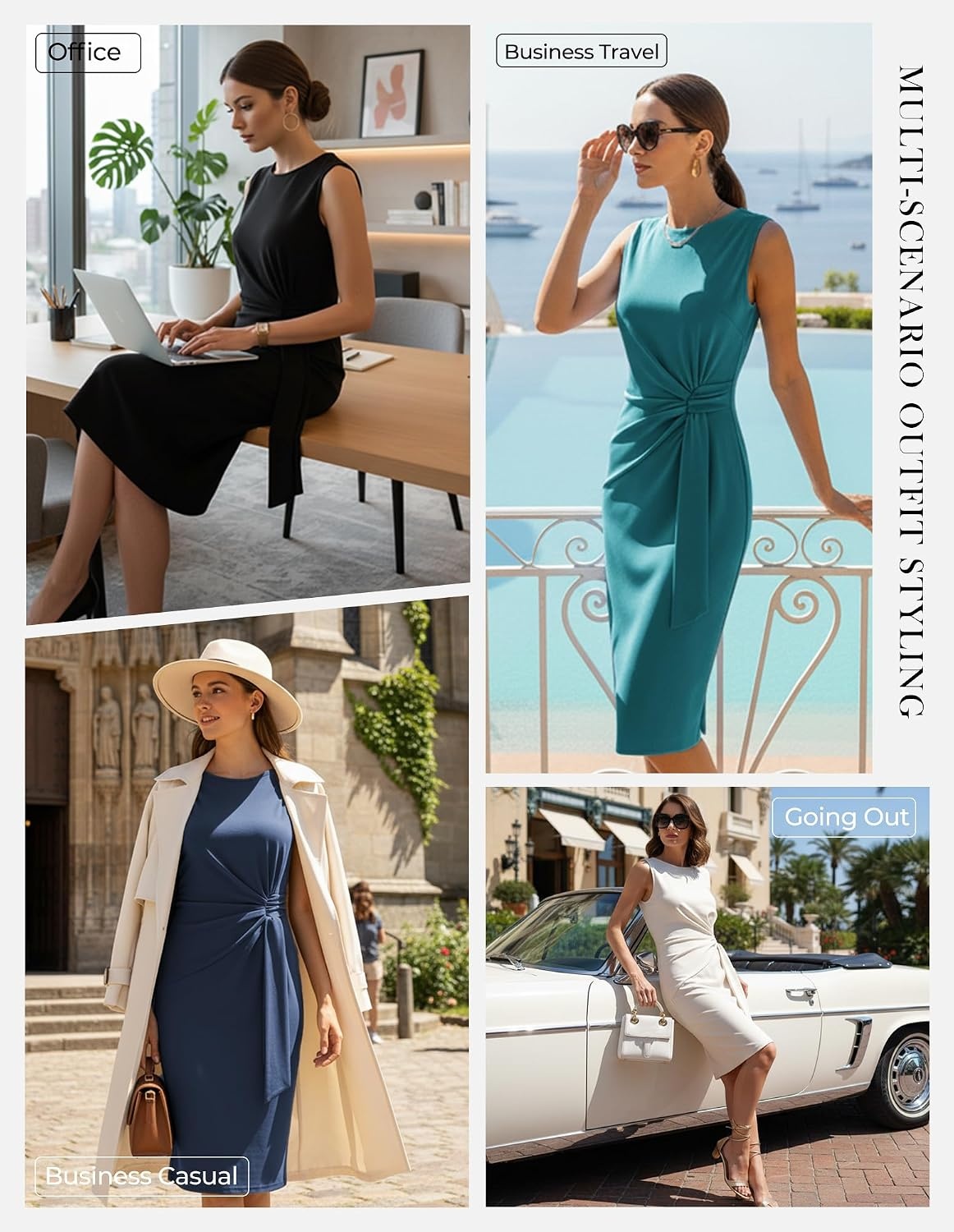 image:imageGRACE KARIN Women Bodycon Work DressChurch Pencil Business DressesSleeveless Sheath Cocktail Dresses Knee LengthApricot