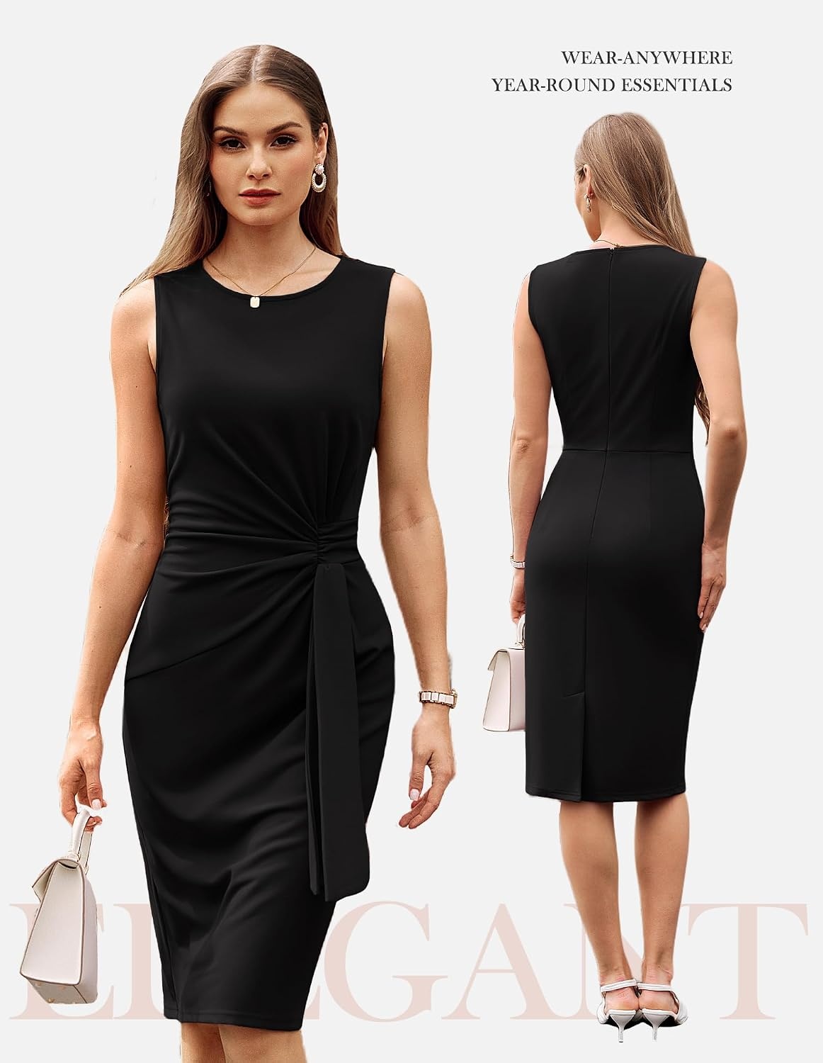 image:imageGRACE KARIN Women Bodycon Work DressChurch Pencil Business DressesSleeveless Sheath Cocktail Dresses Knee LengthBlack