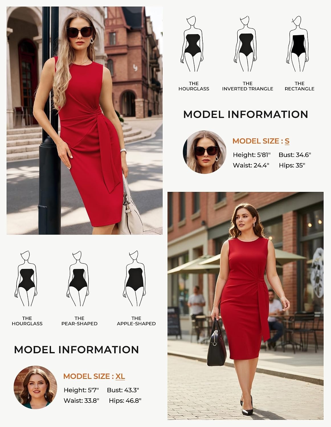 image:imageGRACE KARIN Women Bodycon Work DressChurch Pencil Business DressesSleeveless Sheath Cocktail Dresses Knee LengthBright Red