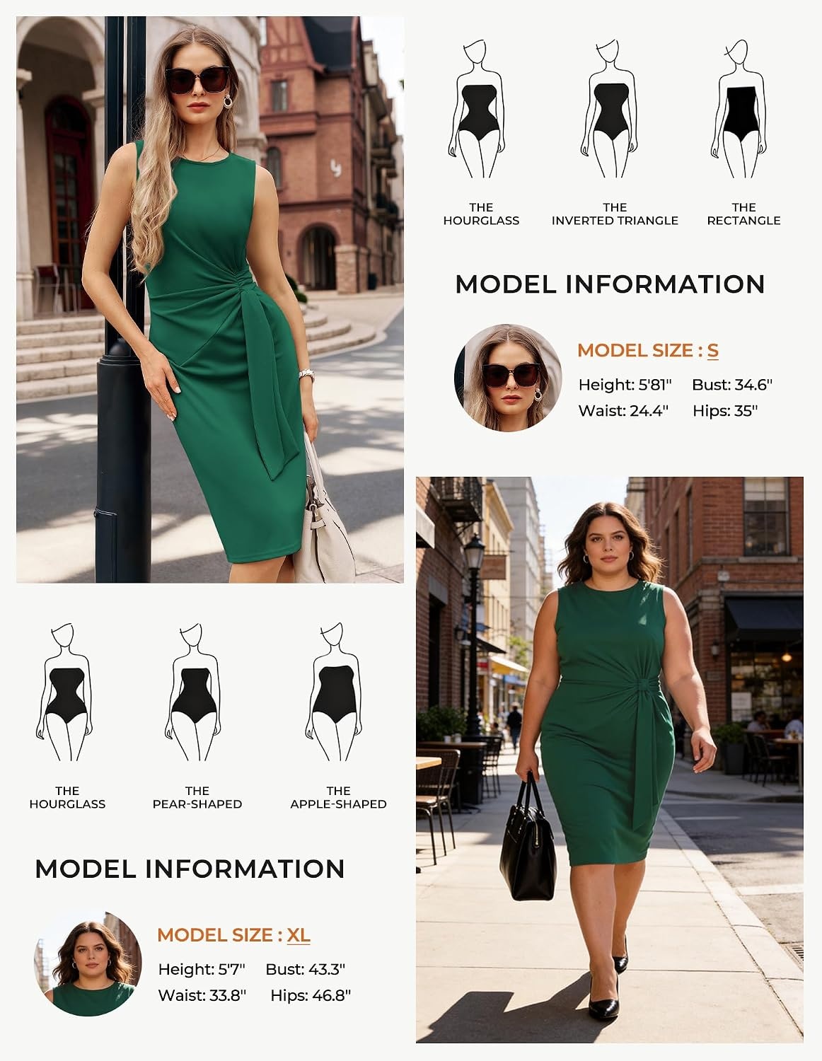 image:imageGRACE KARIN Women Bodycon Work DressChurch Pencil Business DressesSleeveless Sheath Cocktail Dresses Knee LengthDark Green