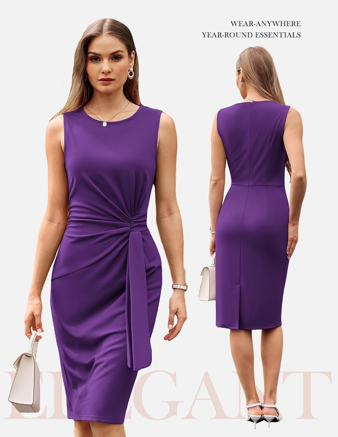 image:imageGRACE KARIN Women Bodycon Work DressChurch Pencil Business DressesSleeveless Sheath Cocktail Dresses Knee LengthPurple