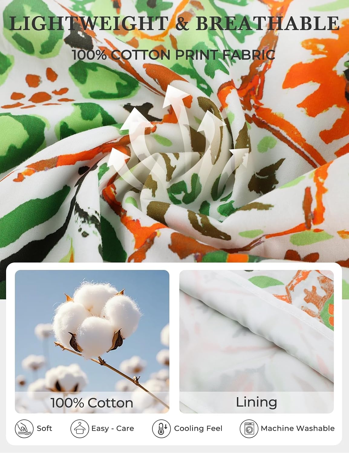 image:imageGRACE KARIN Womens Boho Tops Summer Spring Cotton Floral Blouses Short Sleeve Print Shirts V Neck Beach Vacation Clothes 2026White Green Hexagonal Floral