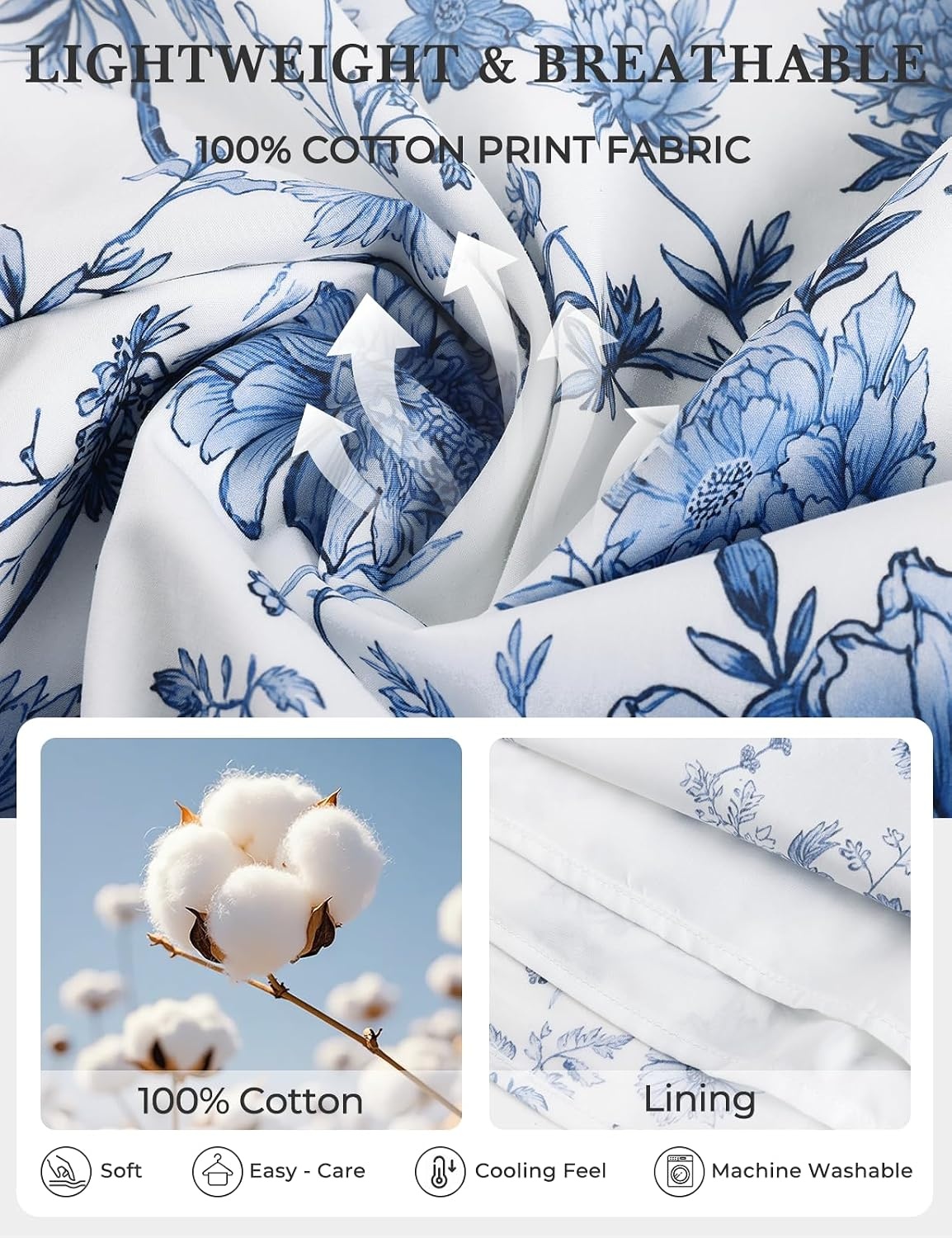 image:imageGRACE KARIN Womens Boho Tops Summer Spring Cotton Floral Blouses Short Sleeve Print Shirts V Neck Beach Vacation Clothes 2026White Light Blue Floral
