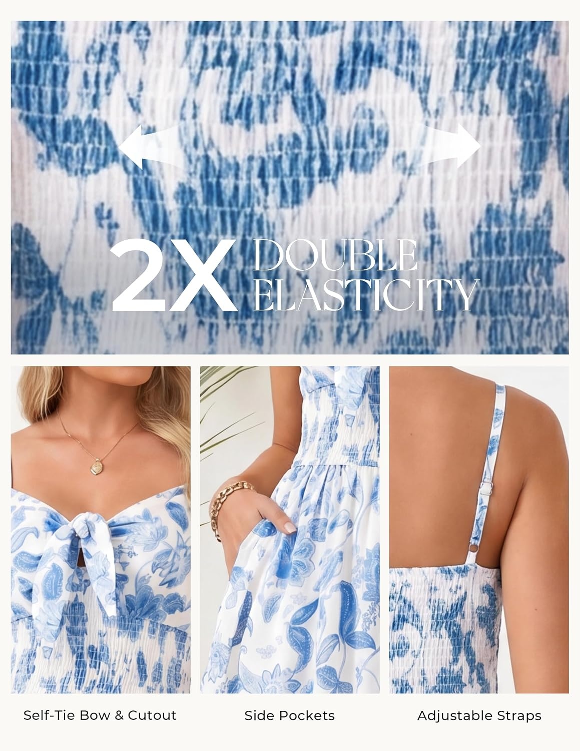 image:imageGRACE KARIN Womens Maxi Floral Sundresses Summer Beach Boho Dress Spaghetti Strap Dresses Casual Fashion Clothes with PocketsBlue Paisley