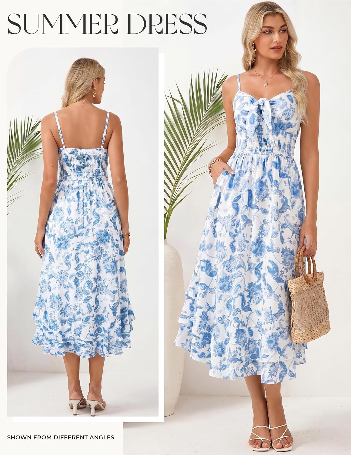 image:imageGRACE KARIN Womens Maxi Floral Sundresses Summer Beach Boho Dress Spaghetti Strap Dresses Casual Fashion Clothes with PocketsBlue Paisley