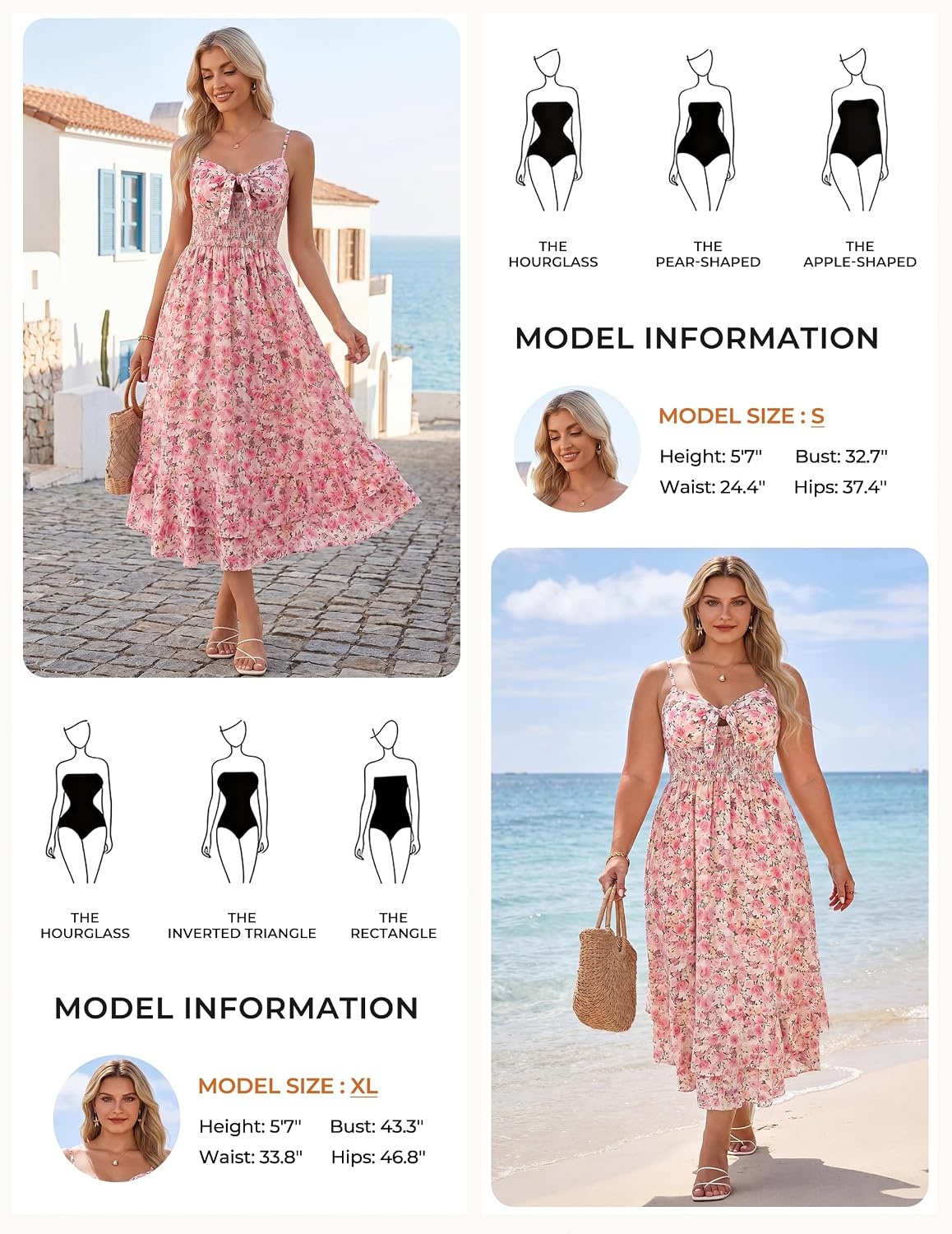 image:imageGRACE KARIN Womens Maxi Floral Sundresses Summer Beach Boho Dress Spaghetti Strap Dresses Casual Fashion Clothes with PocketsPink Yellow Floral