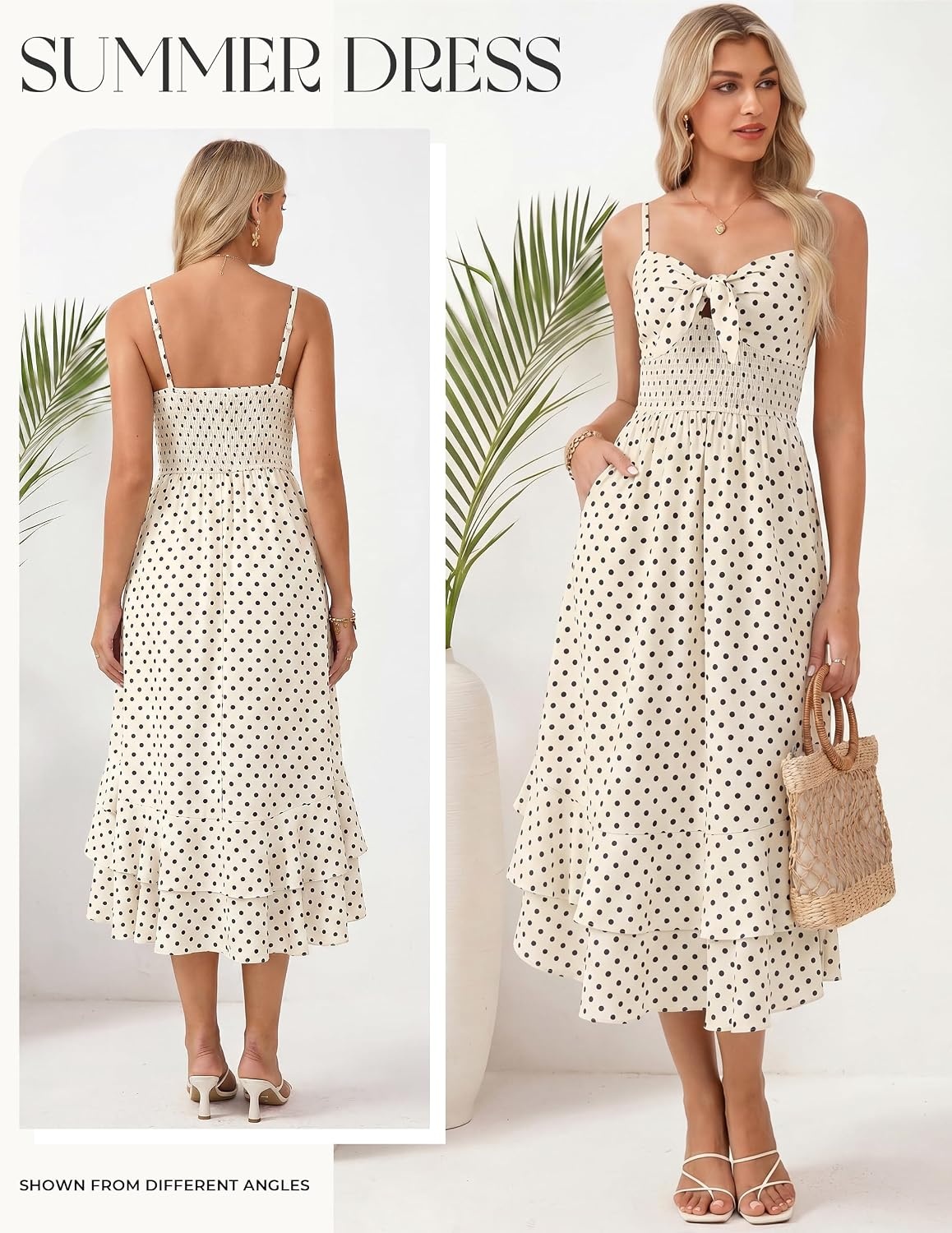 image:imageGRACE KARIN Womens Maxi Floral Sundresses Summer Beach Boho Dress Spaghetti Strap Dresses Casual Fashion Clothes with PocketsPolka Dots