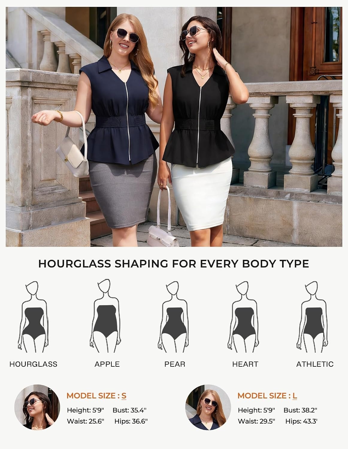 image:imageGRACE KARIN Womens Peplum Tops Business CasualShort Sleeve Work Blouses SummerZipper V Neck Shirts Cinched Smocked WaistBlack