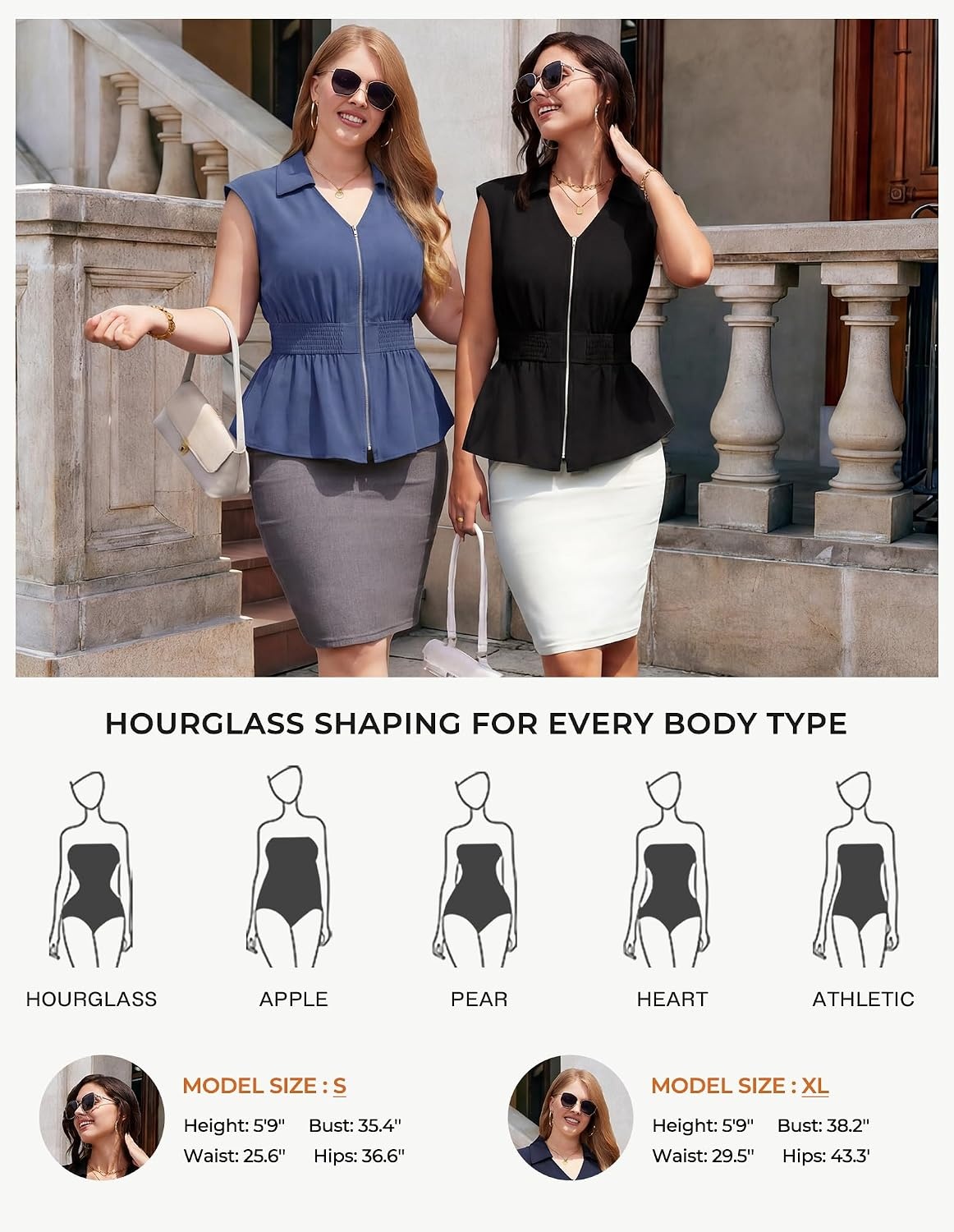 image:imageGRACE KARIN Womens Peplum Tops Business CasualShort Sleeve Work Blouses SummerZipper V Neck Shirts Cinched Smocked WaistDenim Blue