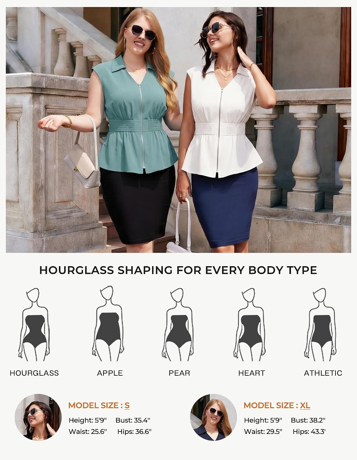 image:imageGRACE KARIN Womens Peplum Tops Business CasualShort Sleeve Work Blouses SummerZipper V Neck Shirts Cinched Smocked WaistTurquoise