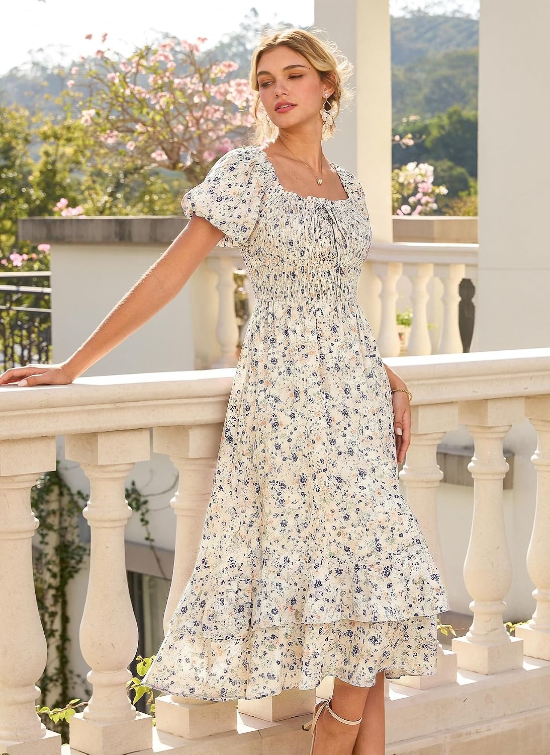 image:imageGRACE KARIN Womens Summer Floral Maxi Dress 2026 Flowy Wedding Guest Dress A Line Boho Dresses Fashion Clothing with PocketsLight Yellow