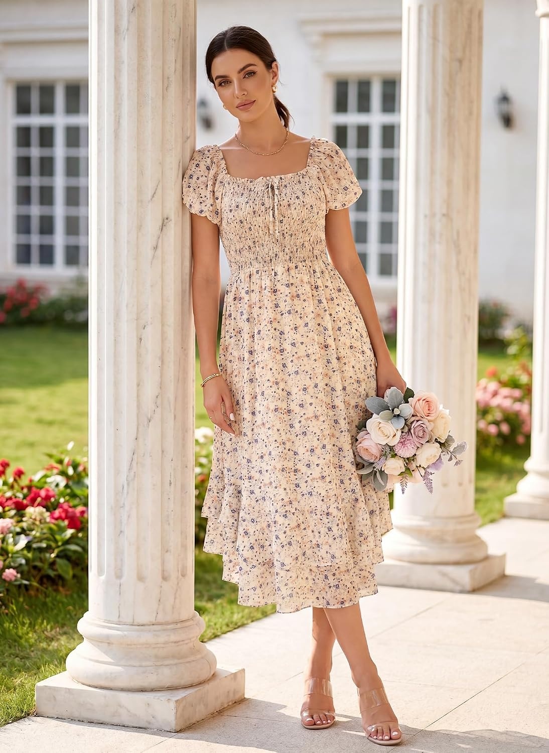 image:imageGRACE KARIN Womens Summer Floral Maxi Dress 2026 Flowy Wedding Guest Dress A Line Boho Dresses Fashion Clothing with PocketsLight Yellow