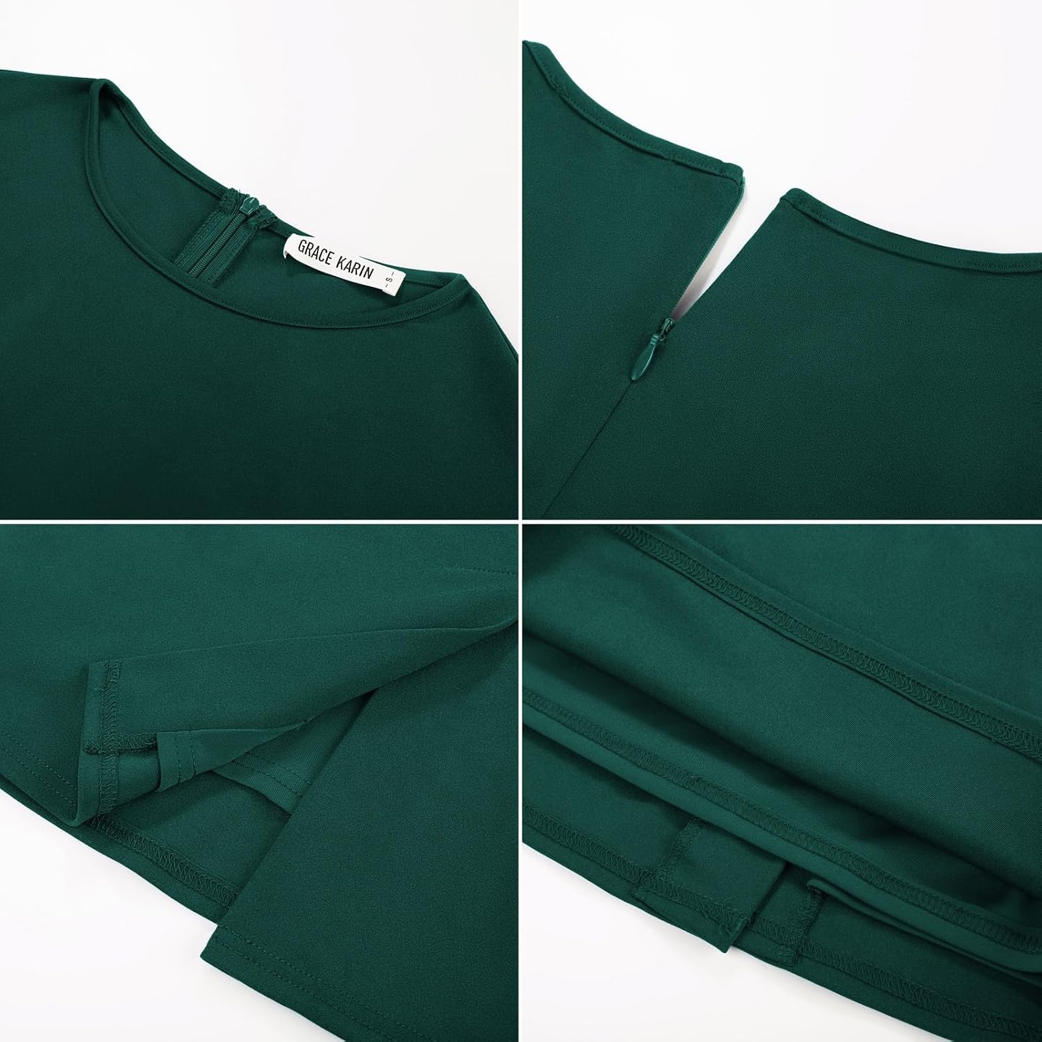 image:imageGRACE KARIN Womens Wear to Work Dresses 2026 Cap Sleeve Sheath Bodycon Midi Dress Ruched Business Office Pencil DressDark Green