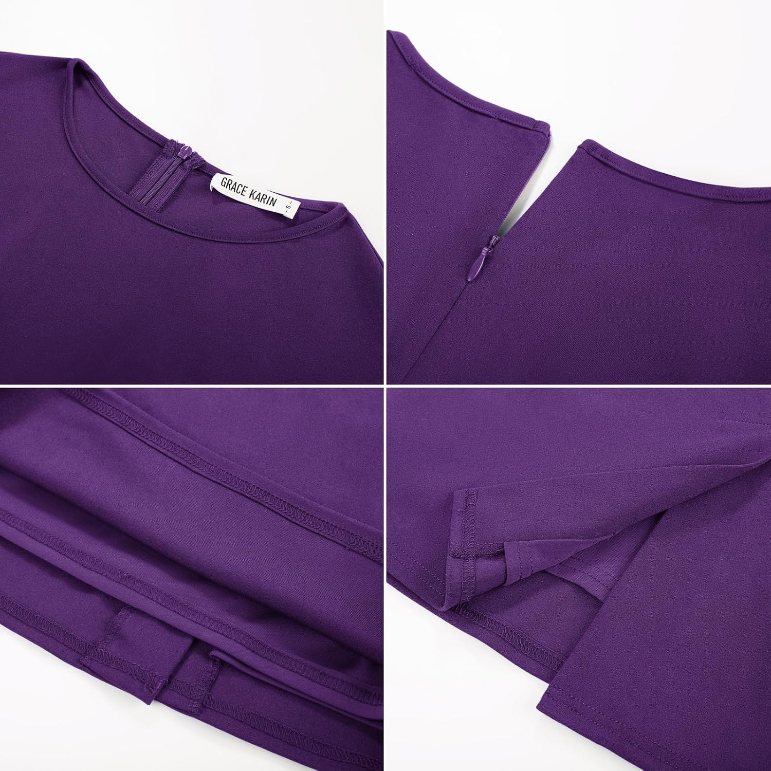 image:imageGRACE KARIN Womens Wear to Work Dresses 2026 Cap Sleeve Sheath Bodycon Midi Dress Ruched Business Office Pencil DressRose Purple