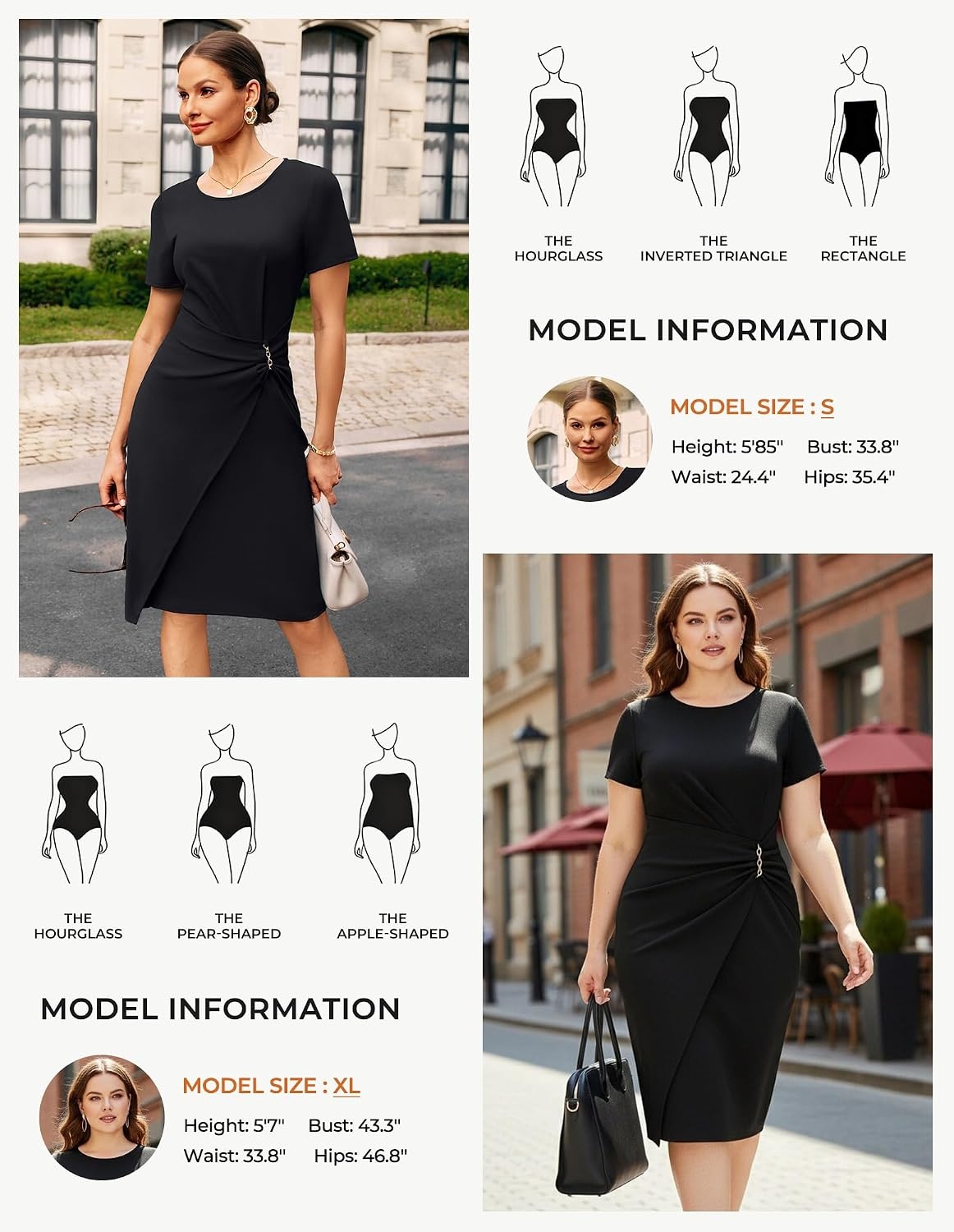 image:imageGRACE KARIN Work Dresses for Women 2026 Short Sleeve Sheath Business Midi Dress Wrap Bodycon Office Cocktail OutfitsBlack