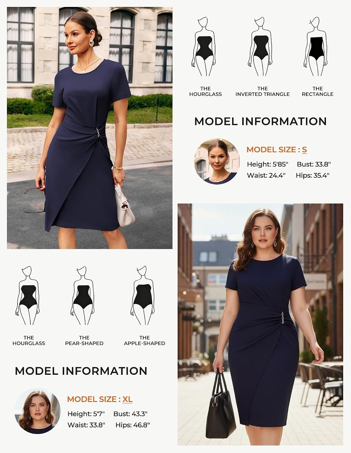 image:imageGRACE KARIN Work Dresses for Women 2026 Short Sleeve Sheath Business Midi Dress Wrap Bodycon Office Cocktail OutfitsNavy Blue