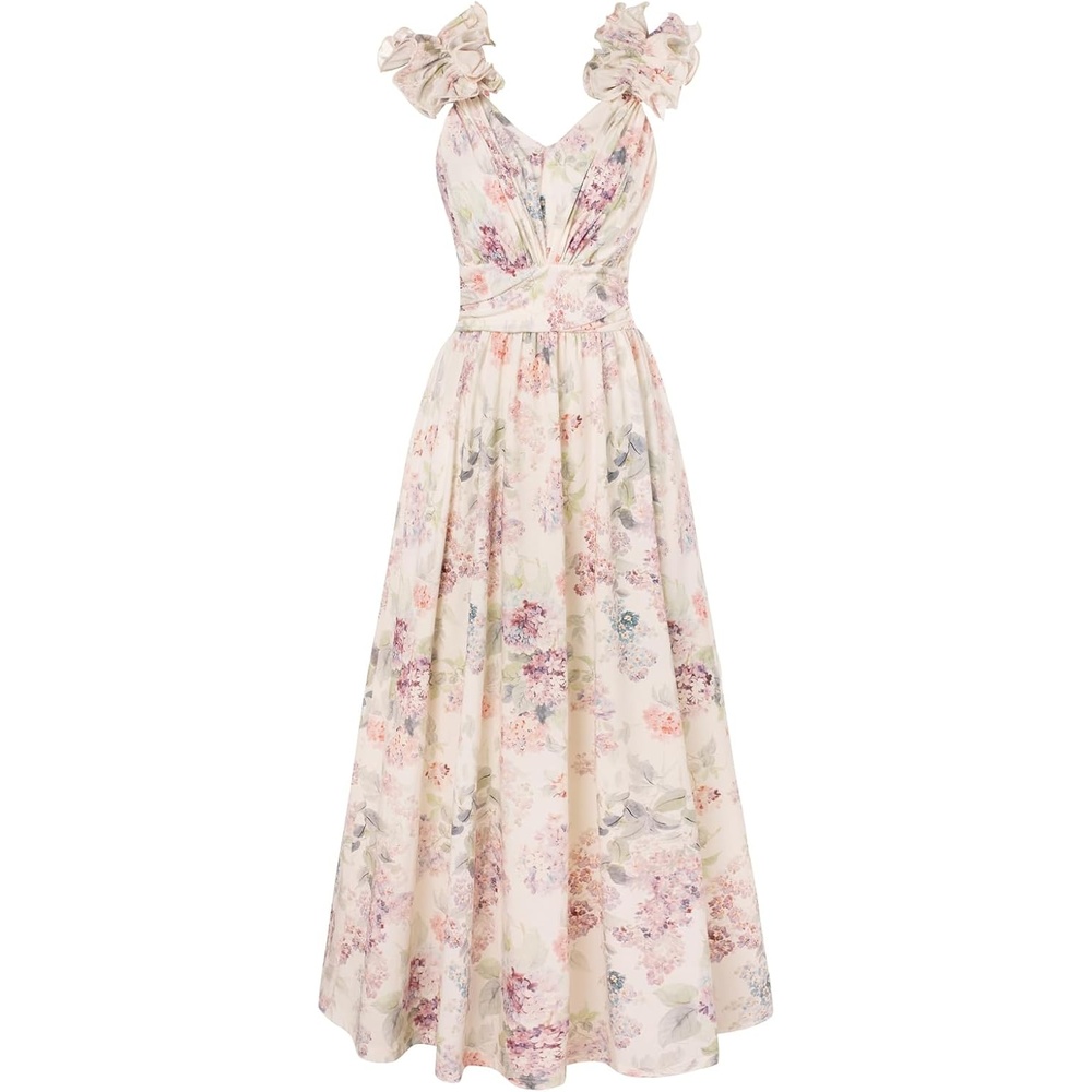 image:imageGRACE KARIN 2026 Womens Summer Floral Print Dress Sleeveless Casual Flowy Sundress A Line Ruffle Wedding Guest OutfitPurple