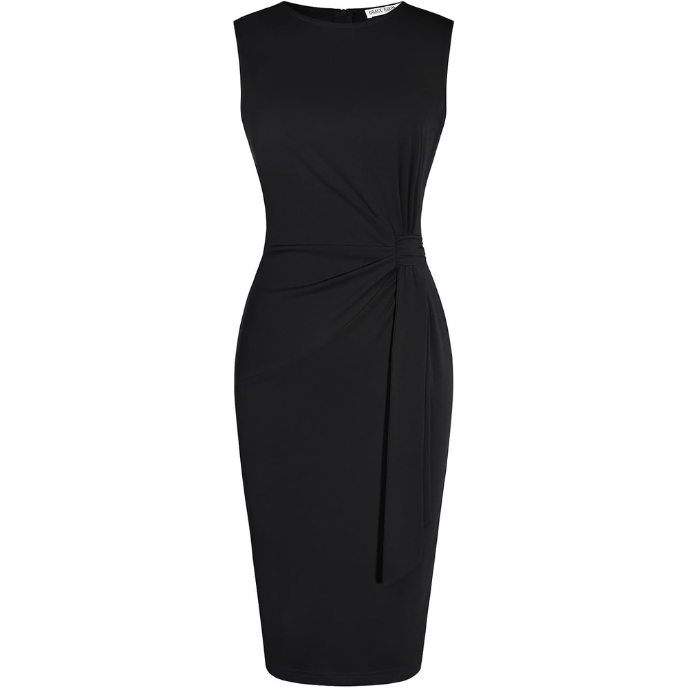 image:imageGRACE KARIN Women Bodycon Work DressChurch Pencil Business DressesSleeveless Sheath Cocktail Dresses Knee LengthBlack