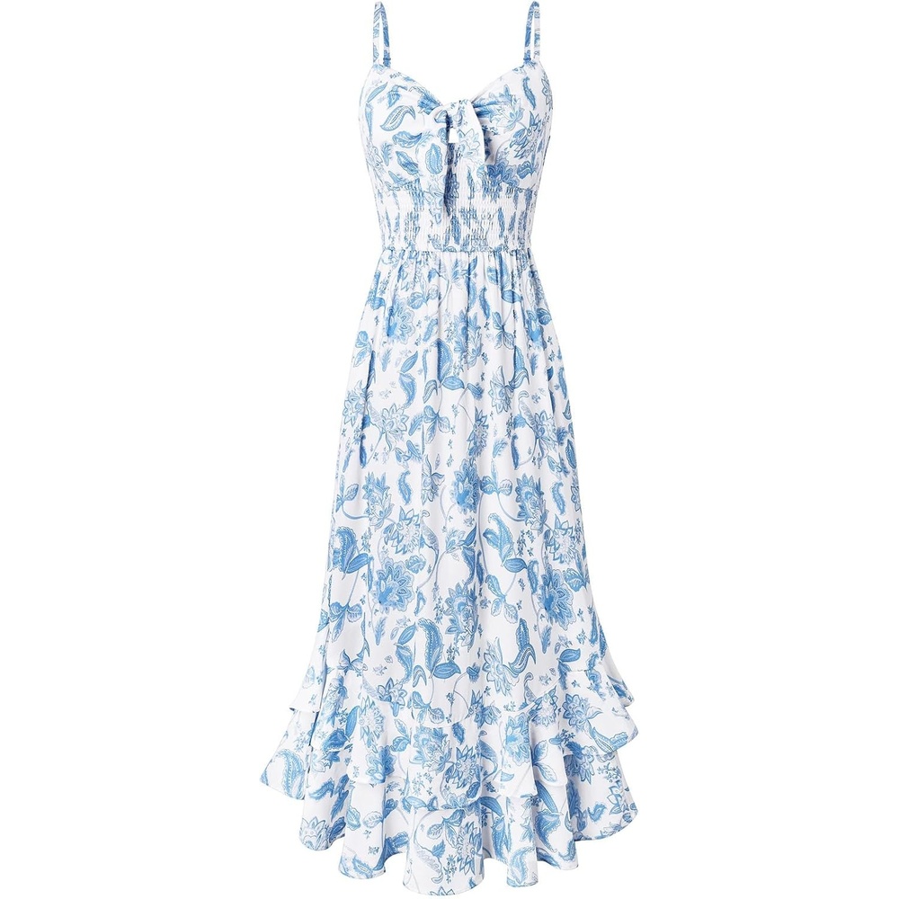 image:imageGRACE KARIN Womens Maxi Floral Sundresses Summer Beach Boho Dress Spaghetti Strap Dresses Casual Fashion Clothes with PocketsBlue Paisley