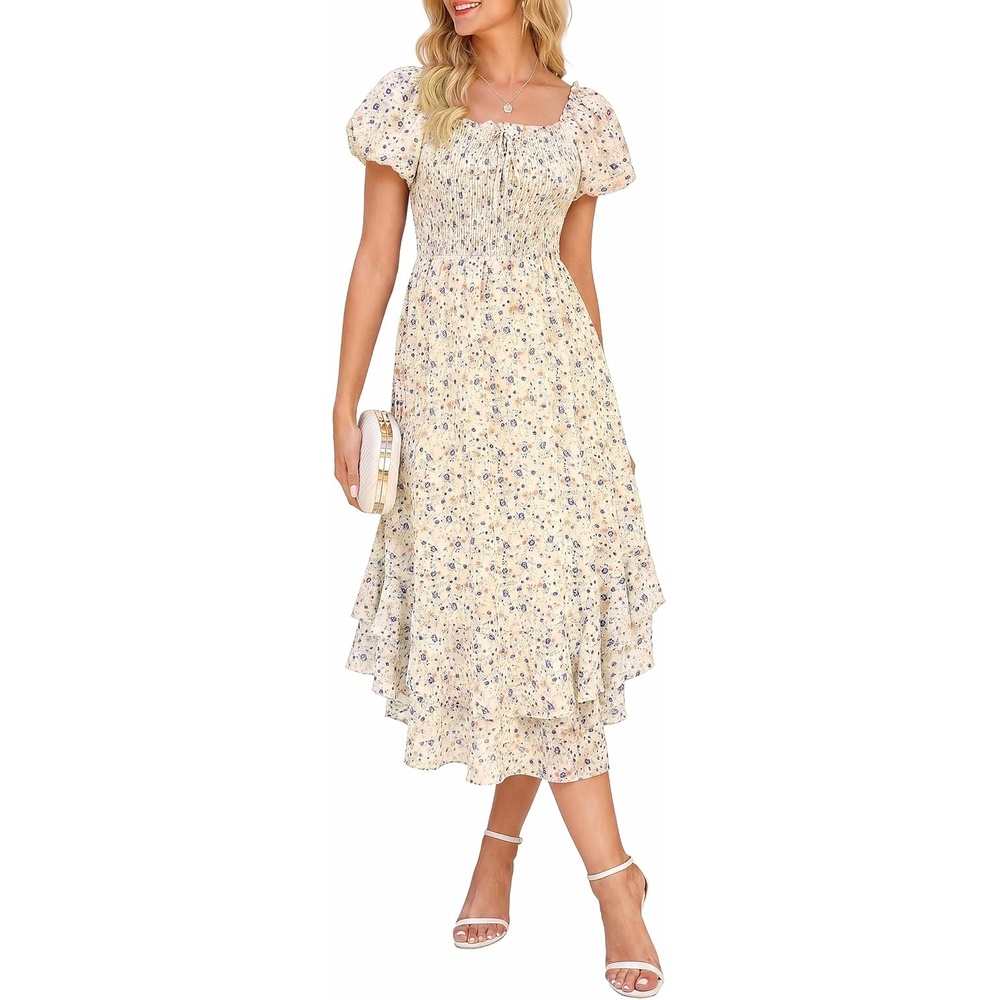 image:imageGRACE KARIN Womens Summer Floral Maxi Dress 2026 Flowy Wedding Guest Dress A Line Boho Dresses Fashion Clothing with PocketsLight Yellow