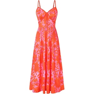 GRACE KARIN 2026 Women’s Spaghetti Strap Resort Wear, Summer Beach Maxi Sundress, Floral Vacation Dresses with Pockets(Orange Floral)