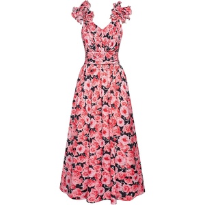 GRACE KARIN 2026 Women’s Summer Floral Print Dress Sleeveless Casual Flowy Sundress A Line Ruffle Wedding Guest Outfit(Red Floral)