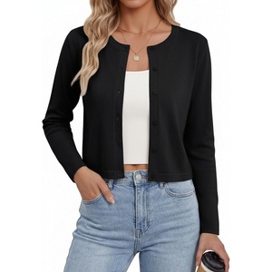 GRACE KARIN Cropped Cardigan Sweaters for Women Cotton Bolero Shrugs for Dresses Summer Fall Fashion Outfits Clothes 2026(Black)