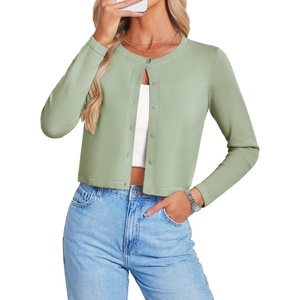 GRACE KARIN Cropped Cardigan Sweaters for Women Cotton Bolero Shrugs for Dresses Summer Fall Fashion Outfits Clothes 2026(Light Green)