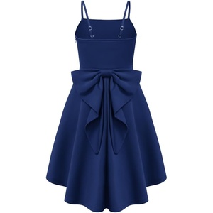 GRACE KARIN Girls Formal Party Dress Bow Back High Low Birthday Graduation Dance Flower Girl Bridesmaid Wedding 7-14(Navy)
