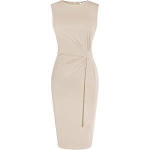 GRACE KARIN Women Bodycon Work Dress,Church Pencil Business Dresses,Sleeveless Sheath Cocktail Dresses Knee Length(Apricot)