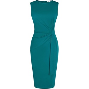 GRACE KARIN Women Bodycon Work Dress,Church Pencil Business Dresses,Sleeveless Sheath Cocktail Dresses Knee Length(Blue Green)