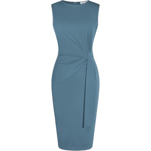 GRACE KARIN Women Bodycon Work Dress,Church Pencil Business Dresses,Sleeveless Sheath Cocktail Dresses Knee Length(Dark Gray Blue)