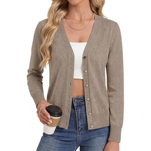 GRACE KARIN Womens Long Sleeve V Neck Button Down Cardigan Sweaters Lightweight Summer Business Casual Outfits(Khaki)