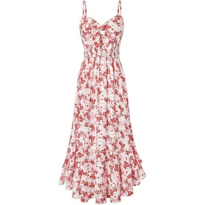 GRACE KARIN Womens Maxi Floral Sundresses Summer Beach Boho Dress Spaghetti Strap Dresses Casual Fashion Clothes with Pockets(White Pink Floral)