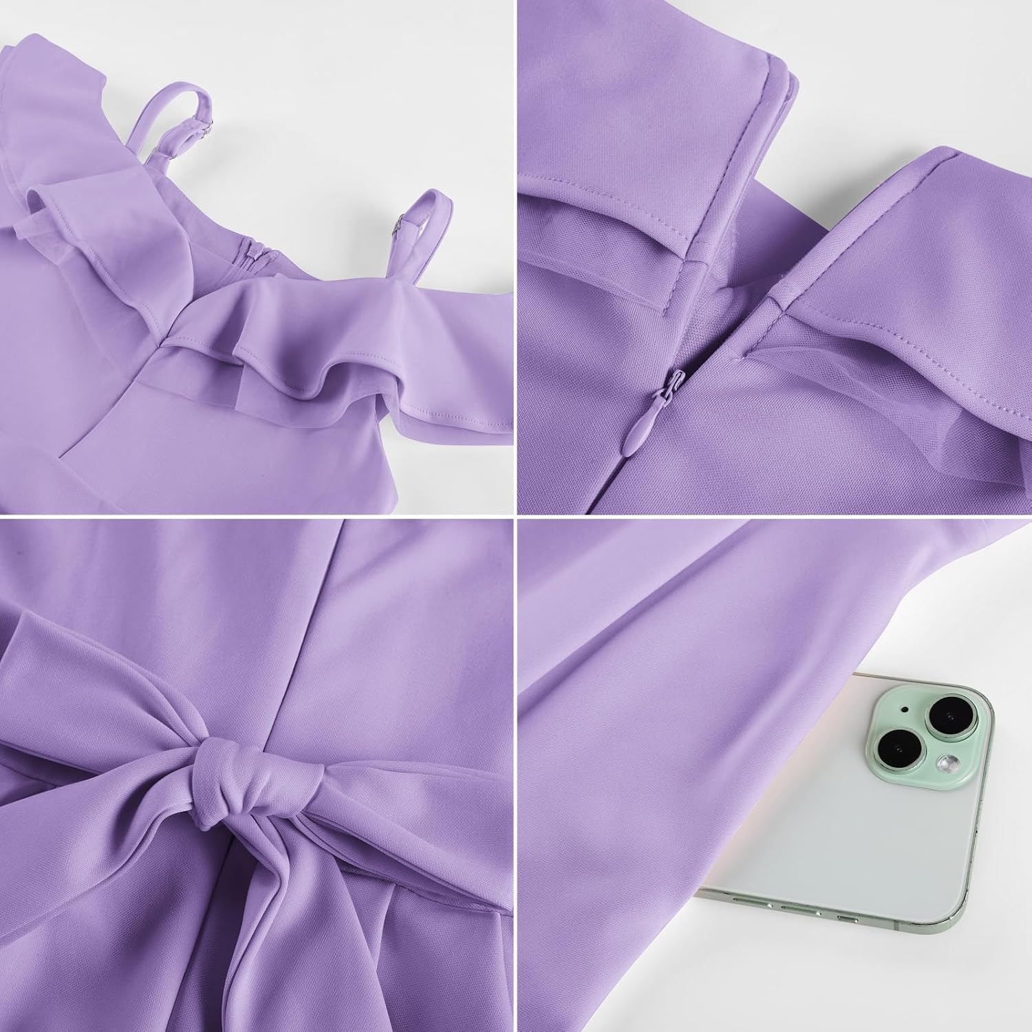 image:imageGRACE KARIN Girls Elegant Party Dress Cold Shoulder Ruffled Neckline High Waist ALine Dress for Girls 714 YearsPurple