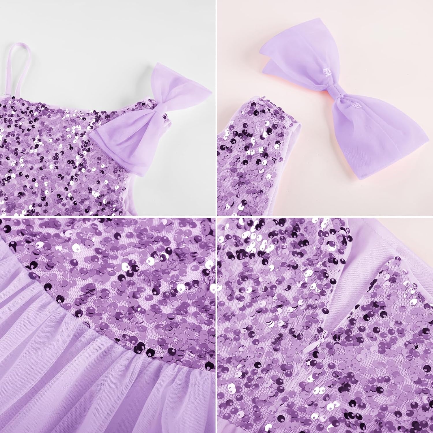 image:imageGRACE KARIN Girls Party Sequin Formal Dress 714Y Birthday Dance Graduation Sparkly Pageant Dresses Wedding Flower Girl DressLight Purple