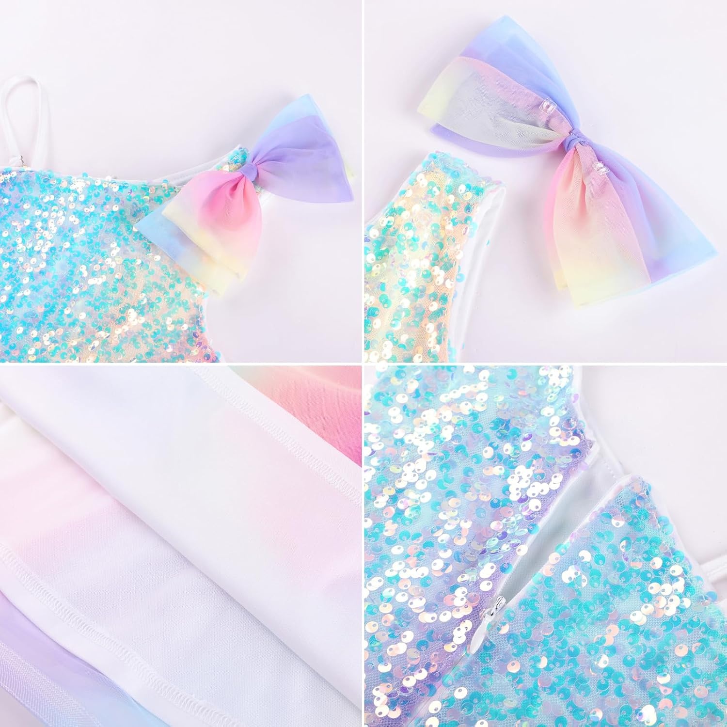 image:imageGRACE KARIN Girls Party Sequin Formal Dress 714Y Birthday Dance Graduation Sparkly Pageant Dresses Wedding Flower Girl DressRainbow