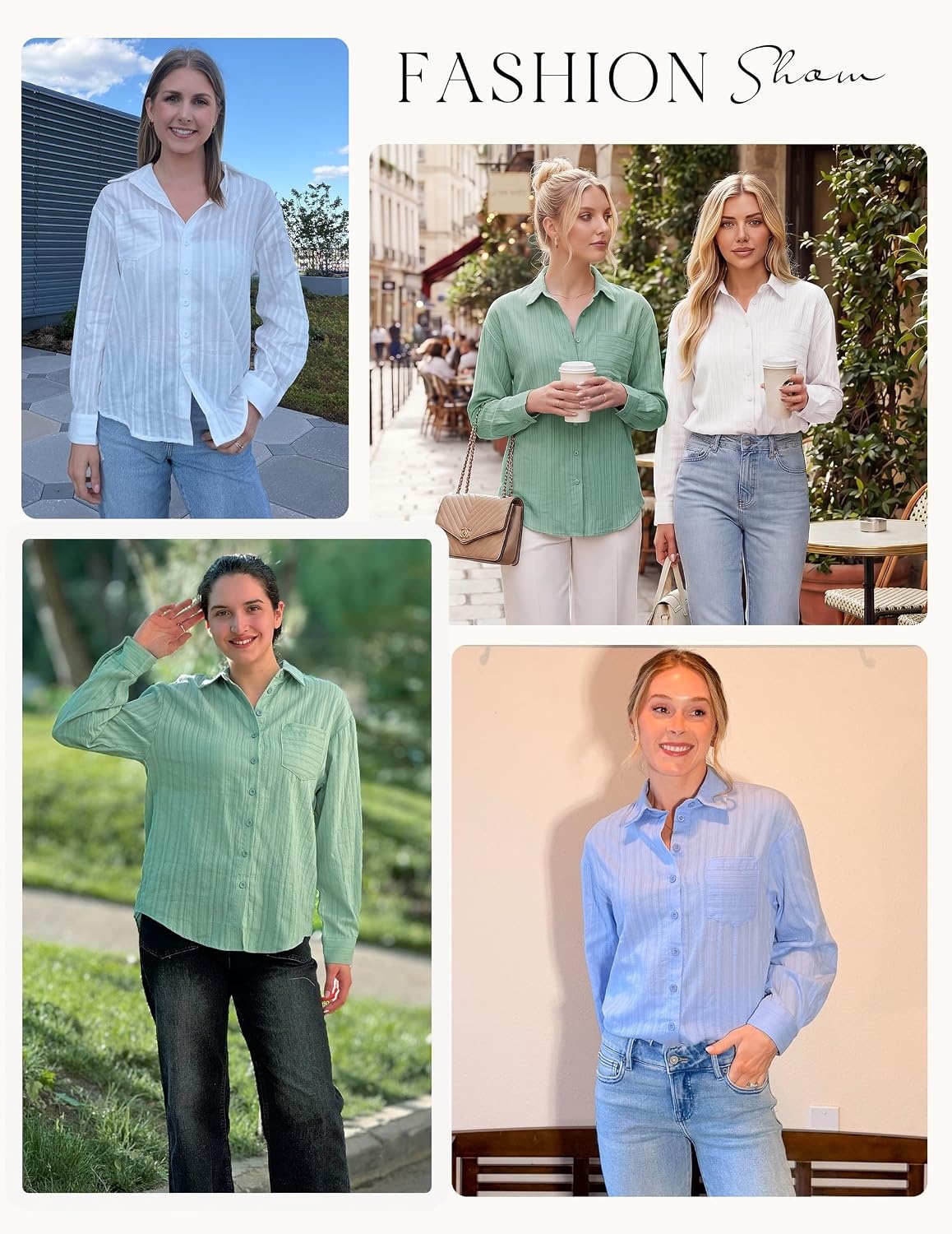 image:imageGRACE KARIN Womens 2026 Cotton Button Down Blouses Dressy Casual Long Sleeve Shirts Trendy Summer Collared Work TopsBlack