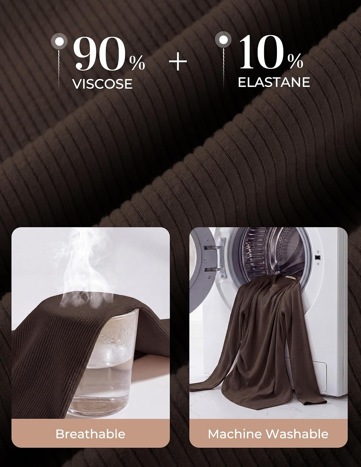 image:imageGRACE KARIN Womens 2026 Long Sleeve Tops Ribbed Knit Basic Blouses Stretch Fall Shirts Dressy Casual ClothesCoffee