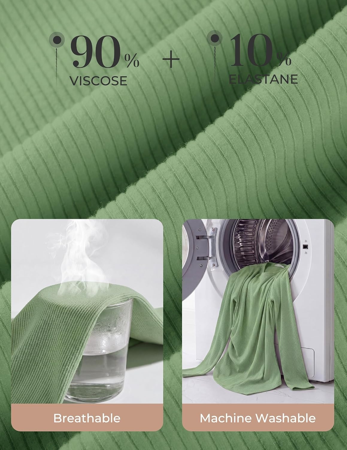 image:imageGRACE KARIN Womens 2026 Long Sleeve Tops Ribbed Knit Basic Blouses Stretch Fall Shirts Dressy Casual ClothesLight Green
