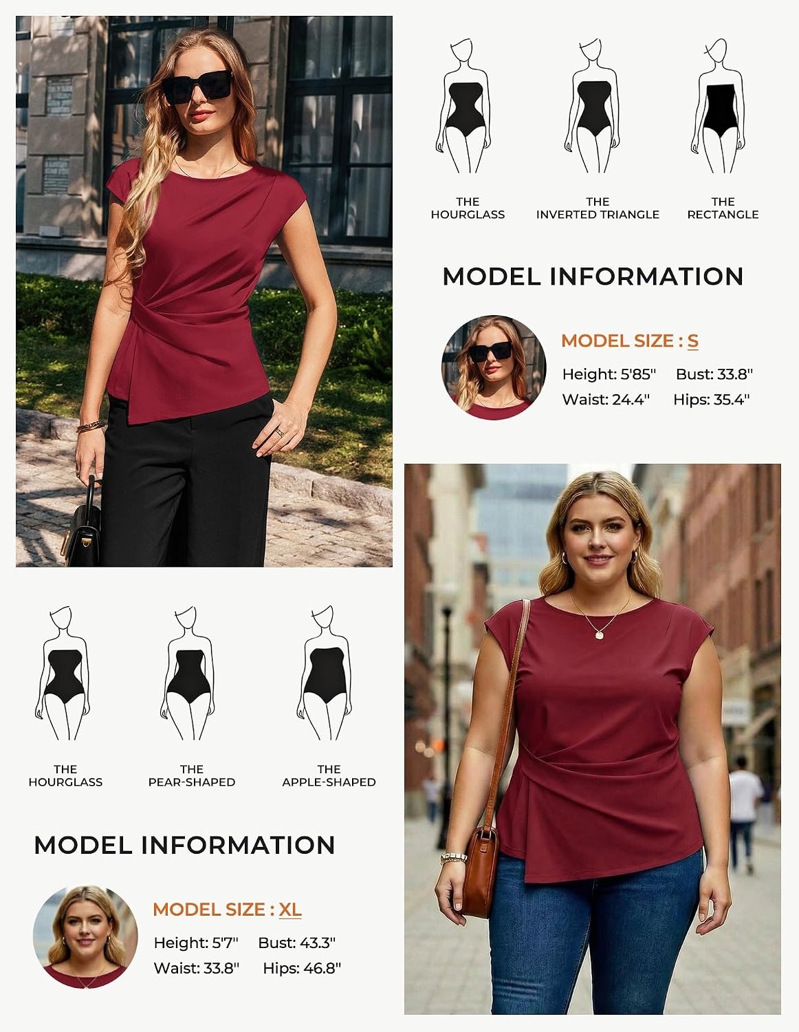image:imageGRACE KARIN Womens 2026 Summer Short Sleeve Tops Dressy Casual Peplum Shirts Outfit Tunic Blouses Trendy Fashion ClothesWine Red