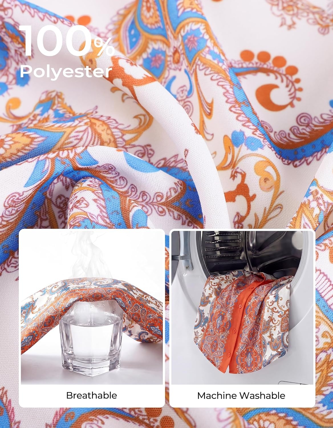 image:imageGRACE KARIN Womens Boho Floral Button Down Shirts 2026 Fall Long Sleeve Blouses Dressy Casual Fit Vacation Work TopsOrange