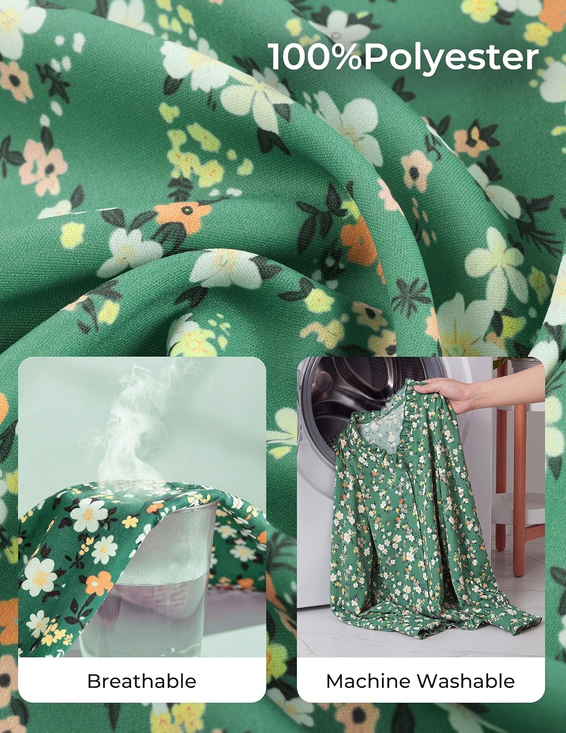 image:imageGRACE KARIN Womens Boho Floral Tops 2026 Fall Button Down Long Sleeve Blouses Dressy Casual V Neck Work Trendy ShirtsGreen