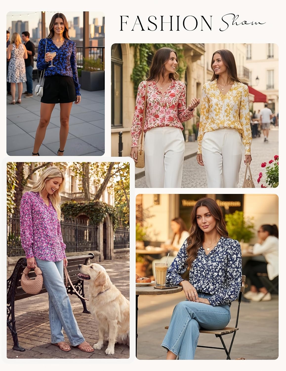 image:imageGRACE KARIN Womens Boho Floral Tops 2026 Fall Button Down Long Sleeve Blouses Dressy Casual V Neck Work Trendy ShirtsNavy Blue