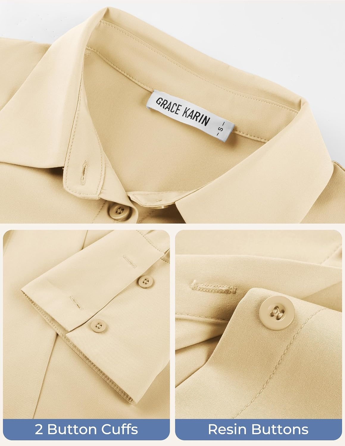 image:imageGRACE KARIN Womens Button Down ShirtsLong Sleeve Collared Dress ShirtWrinkleFree Work Blouse Office Tops 2026 Fall OutfitsButter Yellow