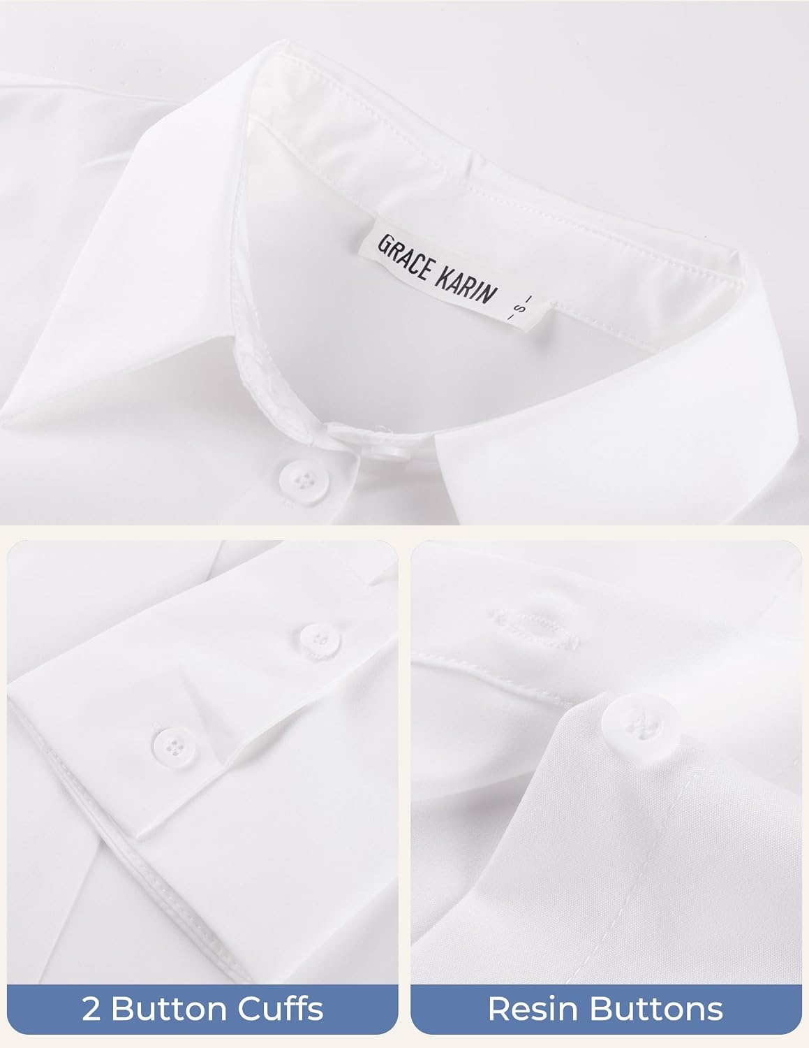 image:imageGRACE KARIN Womens Button Down ShirtsLong Sleeve Collared Dress ShirtWrinkleFree Work Blouse Office Tops 2026 Fall OutfitsWhite