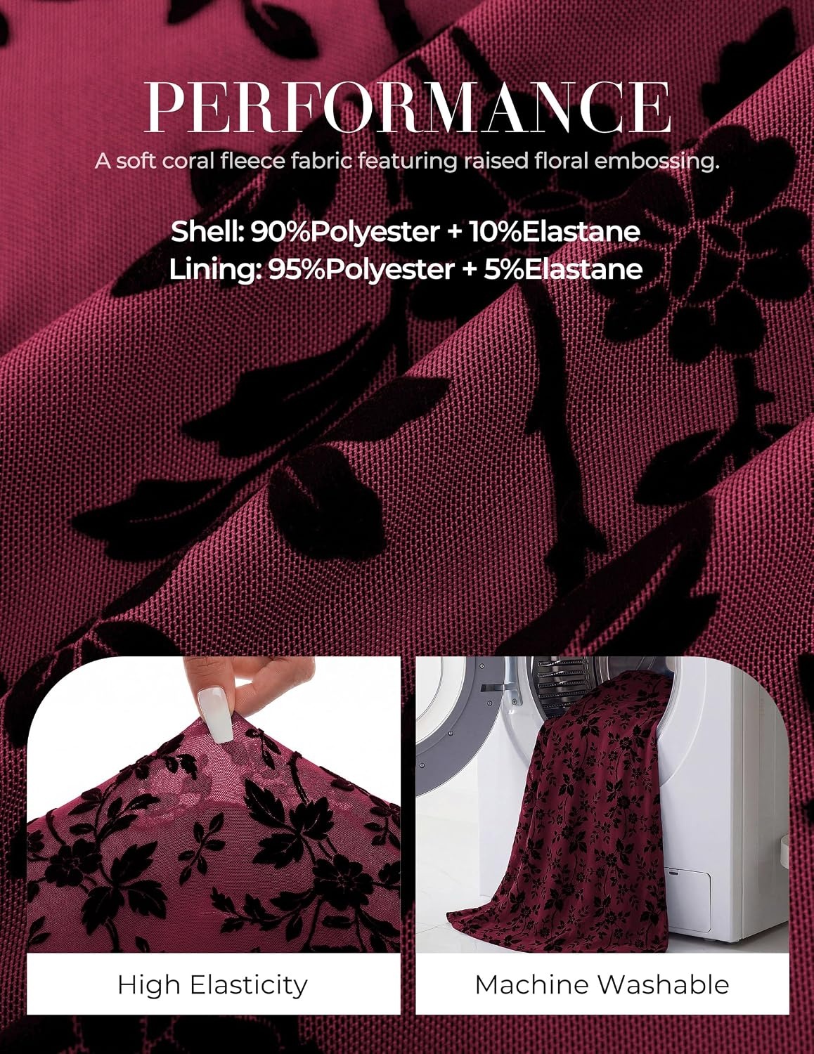 image:imageGRACE KARIN Womens Floral Long Sleeve DressesFormal Bodycon Wedding Guest DressV Neck Mesh Cocktail Maxi DressesDark Wine
