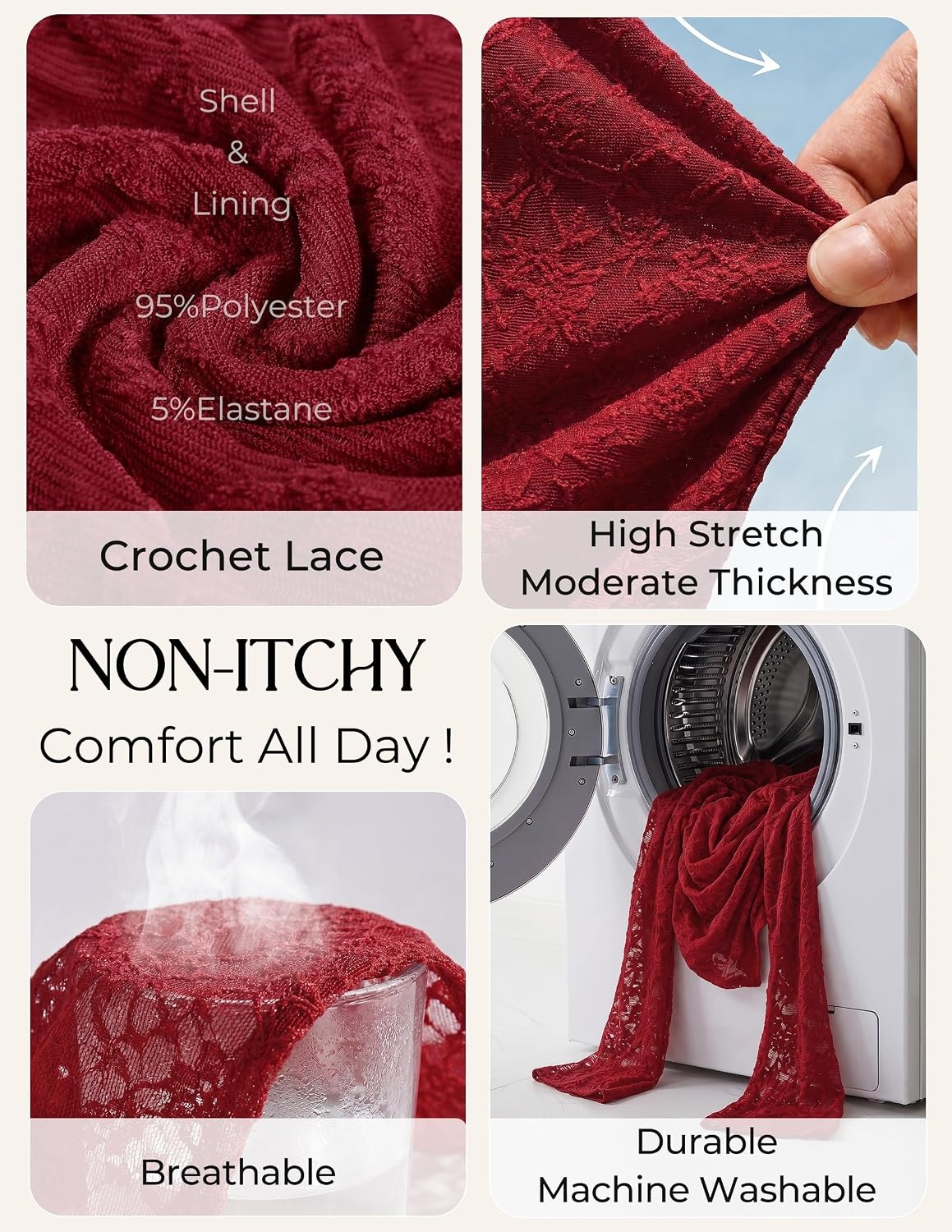 image:imageGRACE KARIN Womens Lace Long Sleeve Going Out Tops 2026 Fall Ruched Y2K Clothes Bell Sleeve Boat Neck Cute Shirt AsymmetricalRed Rose Lace