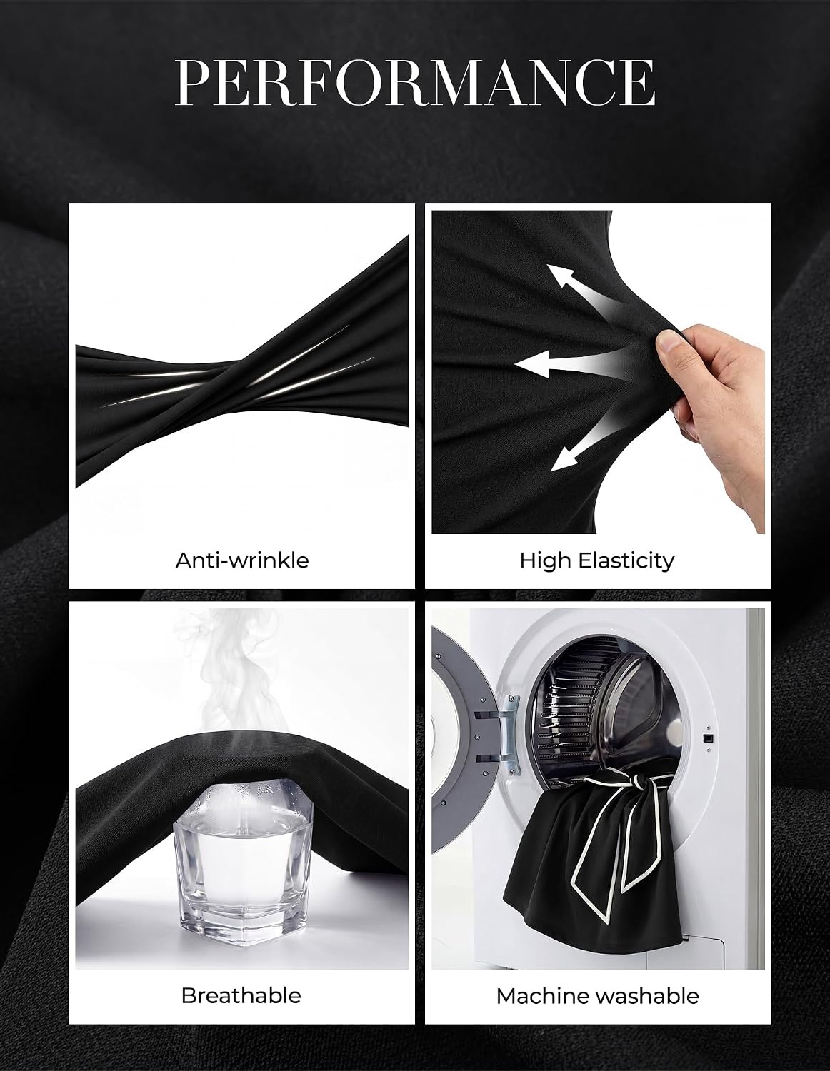image:imageGRACE KARIN Work Dresses for Women 34 Sleeve Bodycon Pencil Business Outfits Color Block Office Church Clothes with BeltBlack