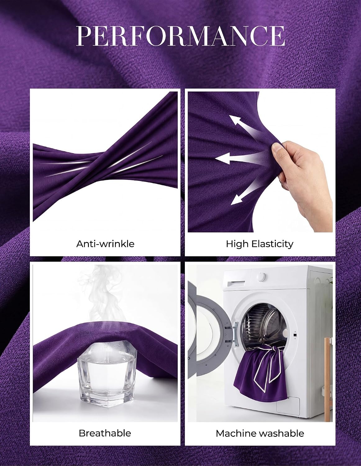 image:imageGRACE KARIN Work Dresses for Women 34 Sleeve Bodycon Pencil Business Outfits Color Block Office Church Clothes with BeltDeep Purple
